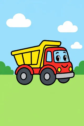 Big Dump Truck coloring page, colored in