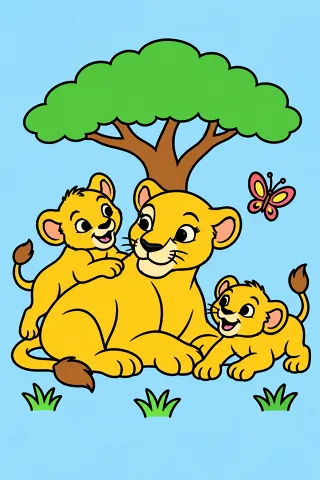 Animals coloring pages, colored in