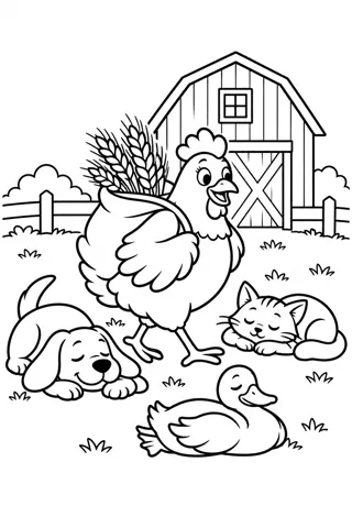 Little Red Hen on the Farm coloring page