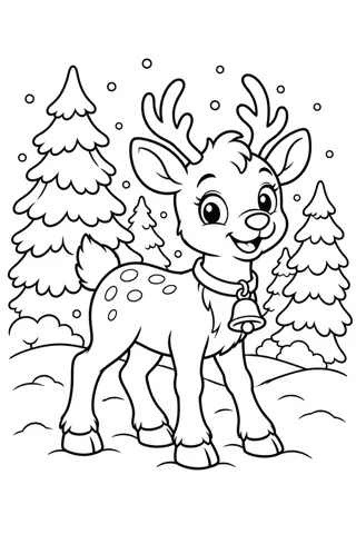 Baby Reindeer in the Snow coloring page