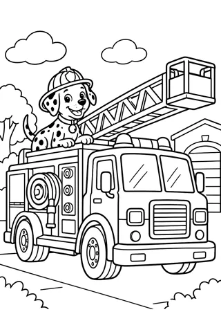 Fire Truck with a Ladder coloring page