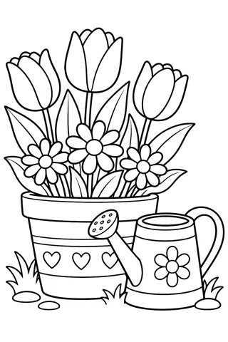 Flowers in a Pot coloring page