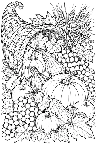 Cornucopia Harvest coloring page