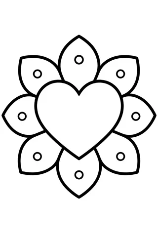 Simple Heart Mandala coloring page