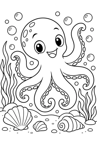 Octopus Waving Hello coloring page