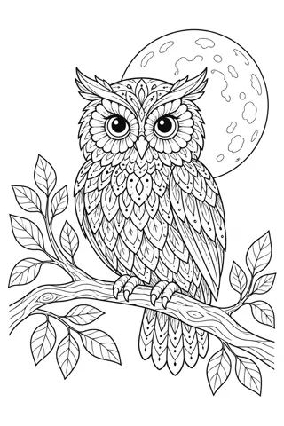 Owl on a Branch coloring page