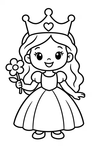 Little Princess with a Crown coloring page