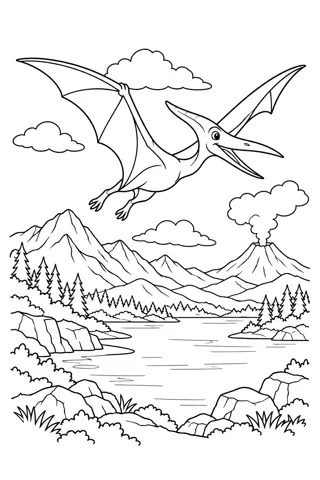 Pterodactyl in the Sky coloring page