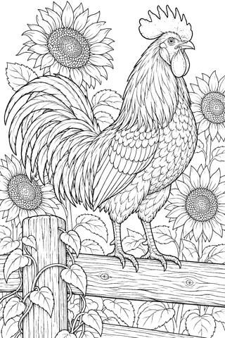 Rooster on the Fence coloring page