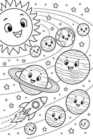 Planets of the Solar System coloring page