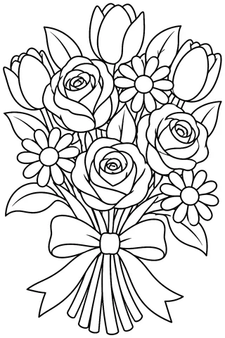Bouquet of Spring Flowers coloring page