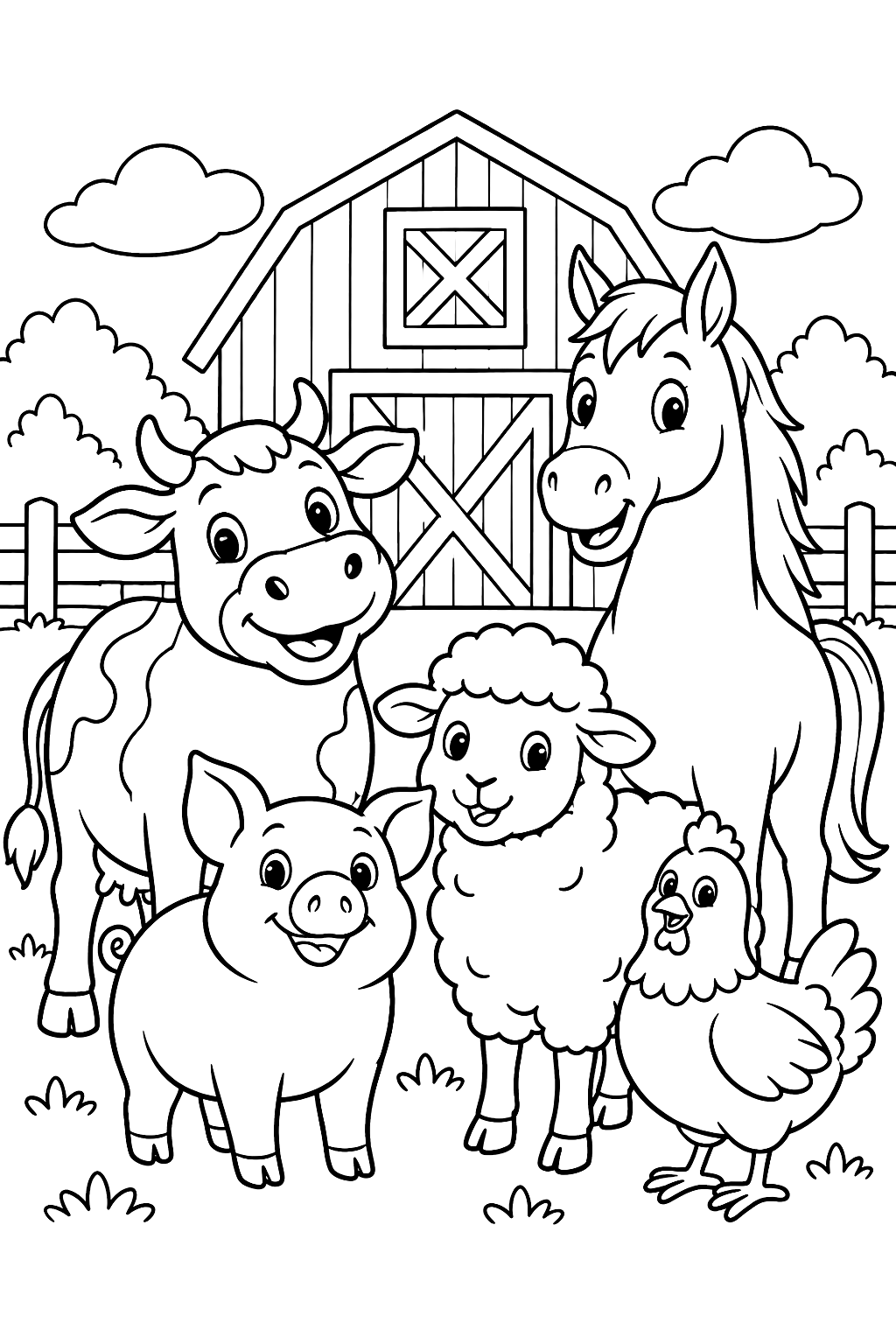 Barnyard Friends Coloring Page
