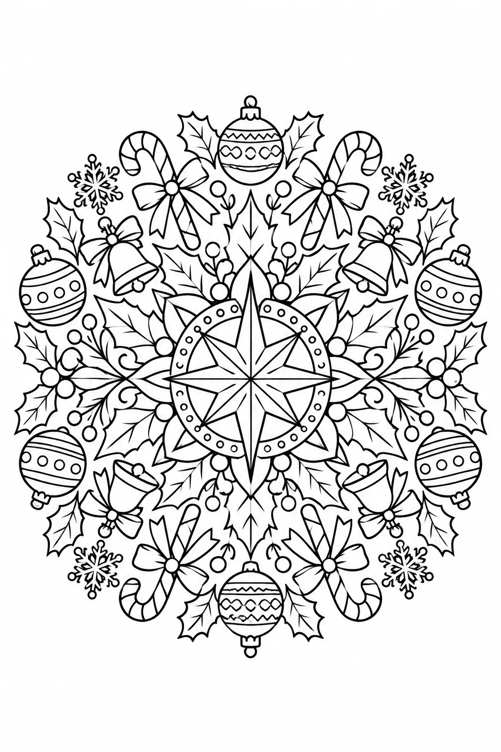 Christmas Mandala Coloring Page