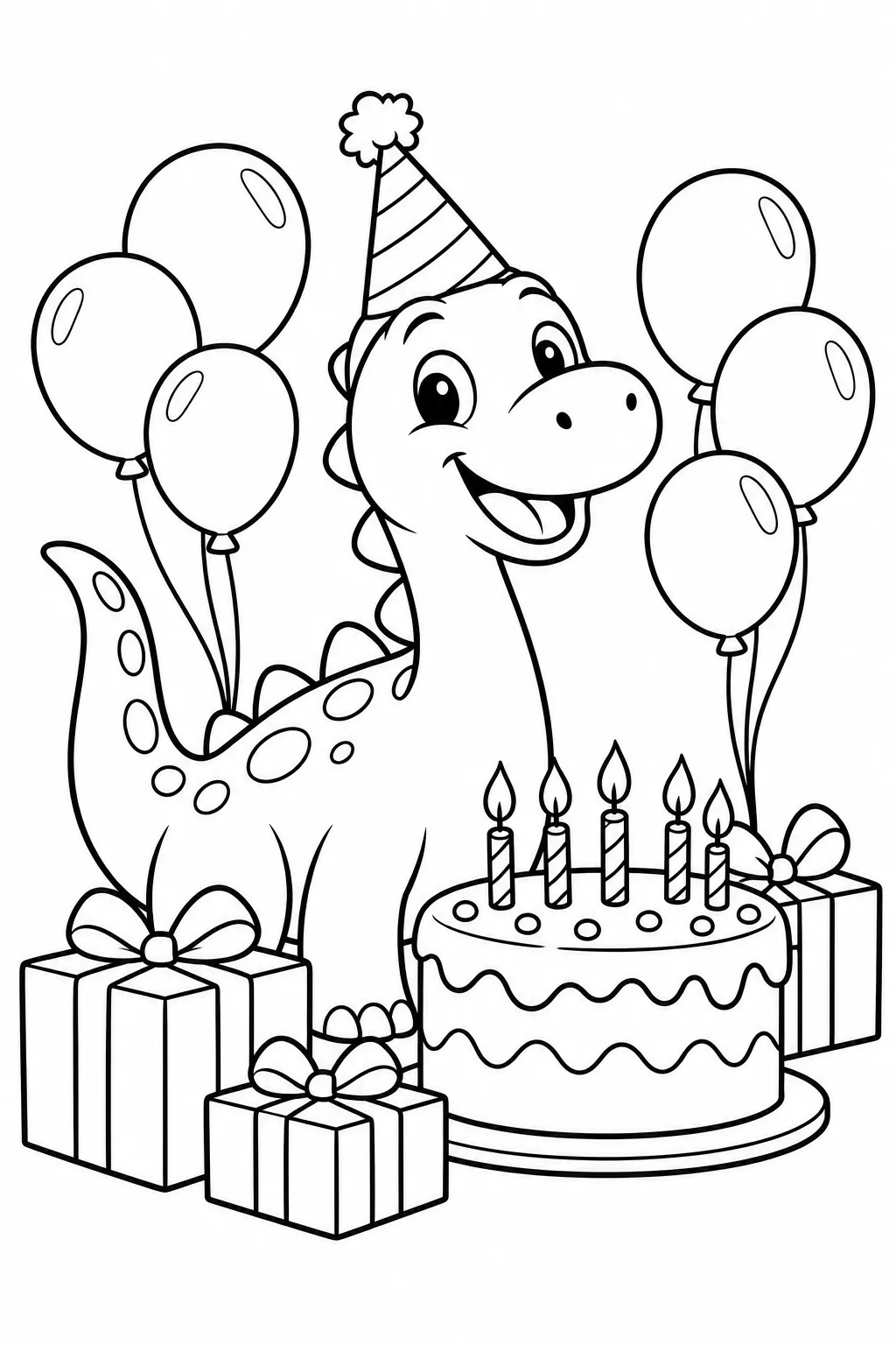 Dinosaur Birthday Party Coloring Page