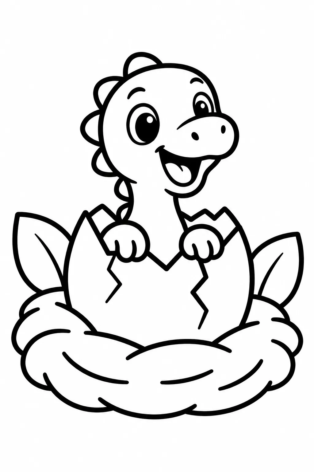 Dino Egg Hatching Coloring Page