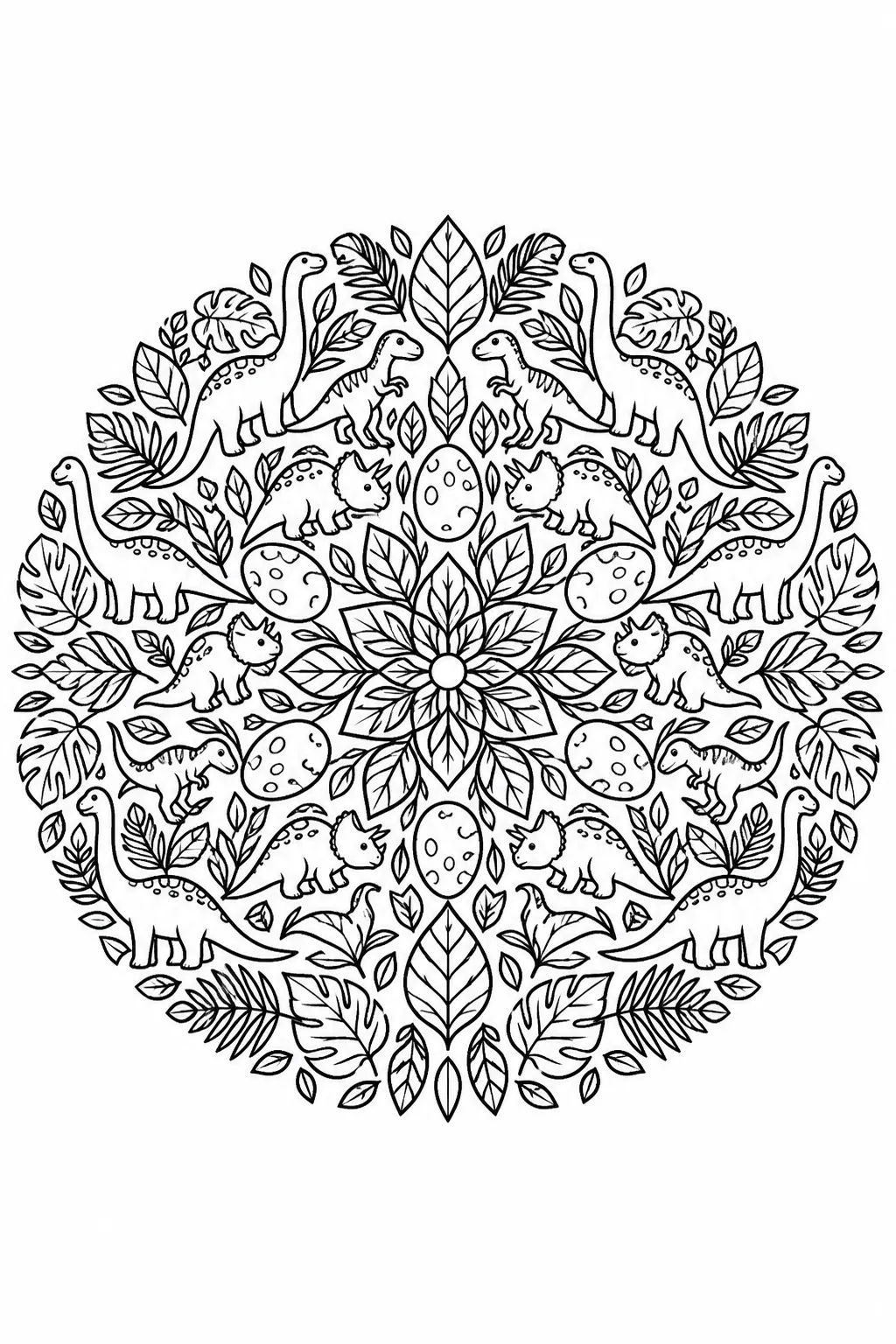 Dinosaur Mandala Coloring Page
