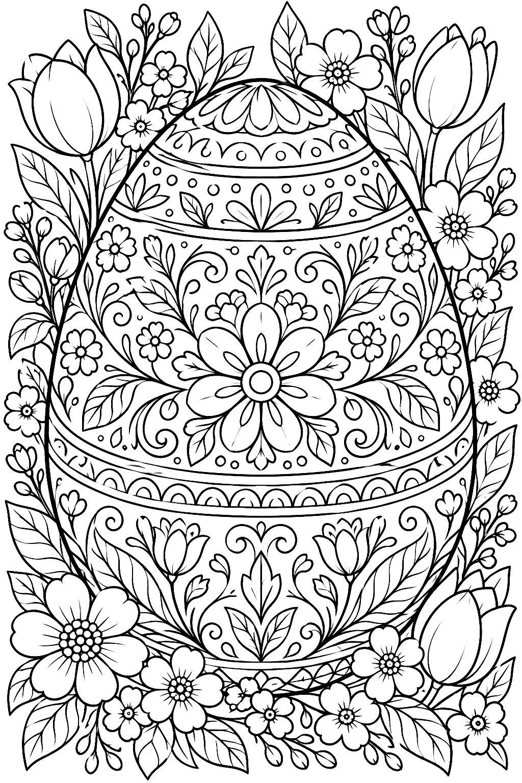 Decorated Easter Egg Pattern Coloring Page