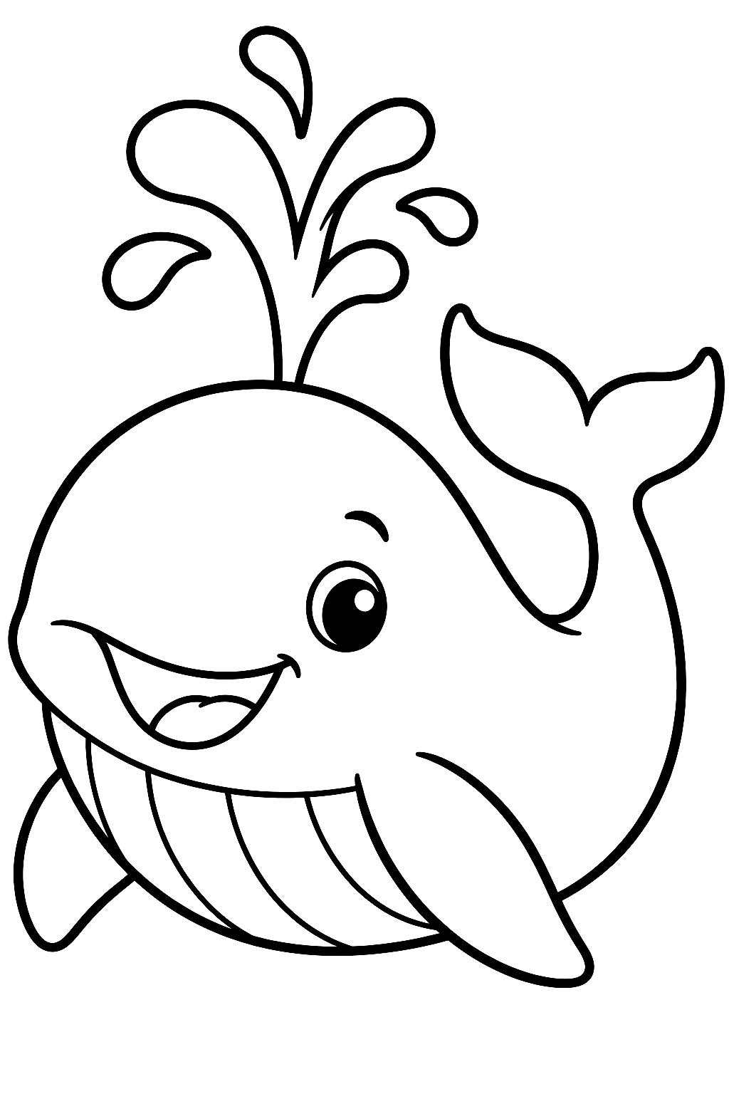 Happy Whale Coloring Page
