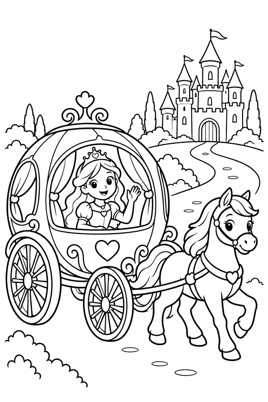 Princess Carriage Coloring Page
