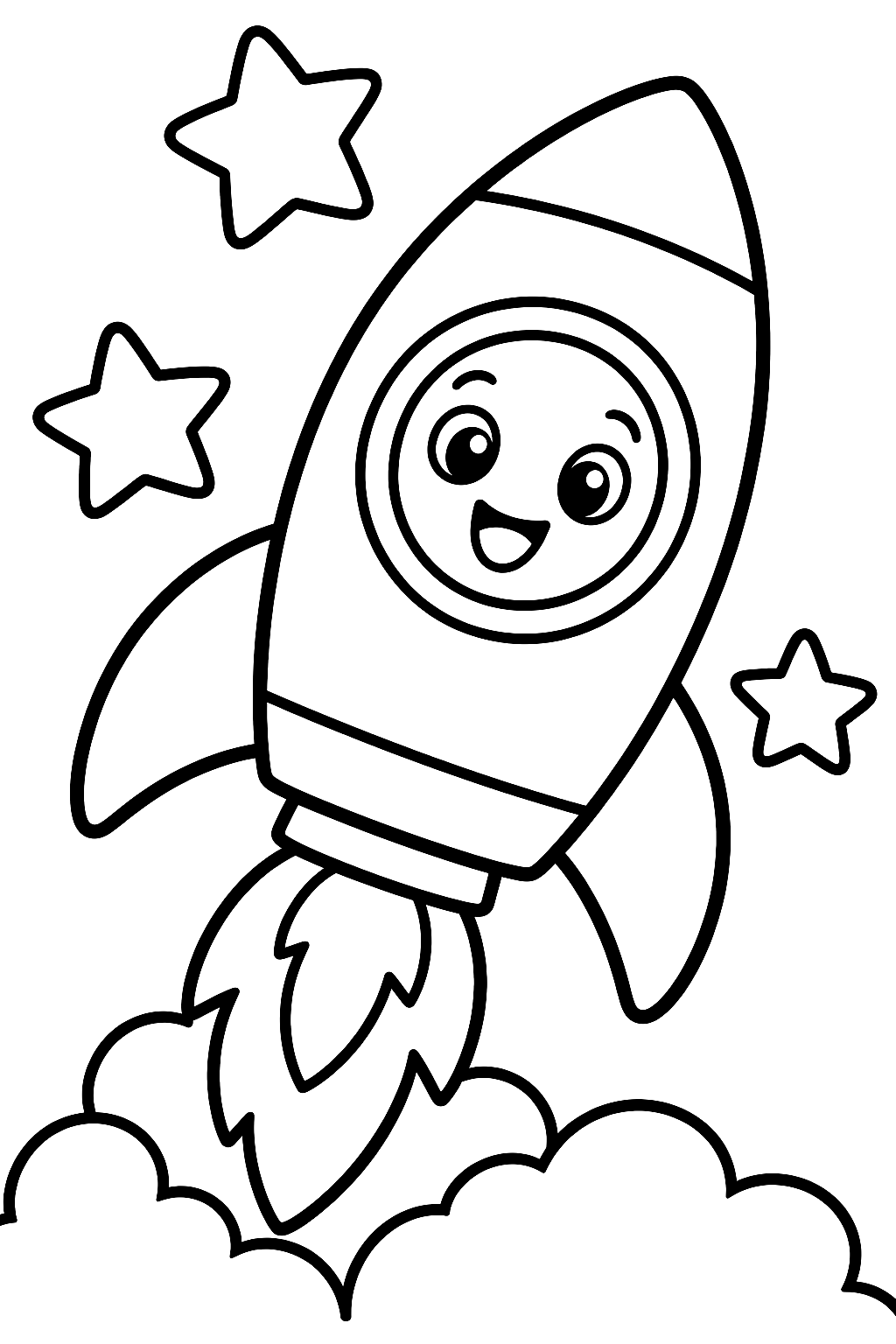 Rocket Ship Blasting Off Coloring Page