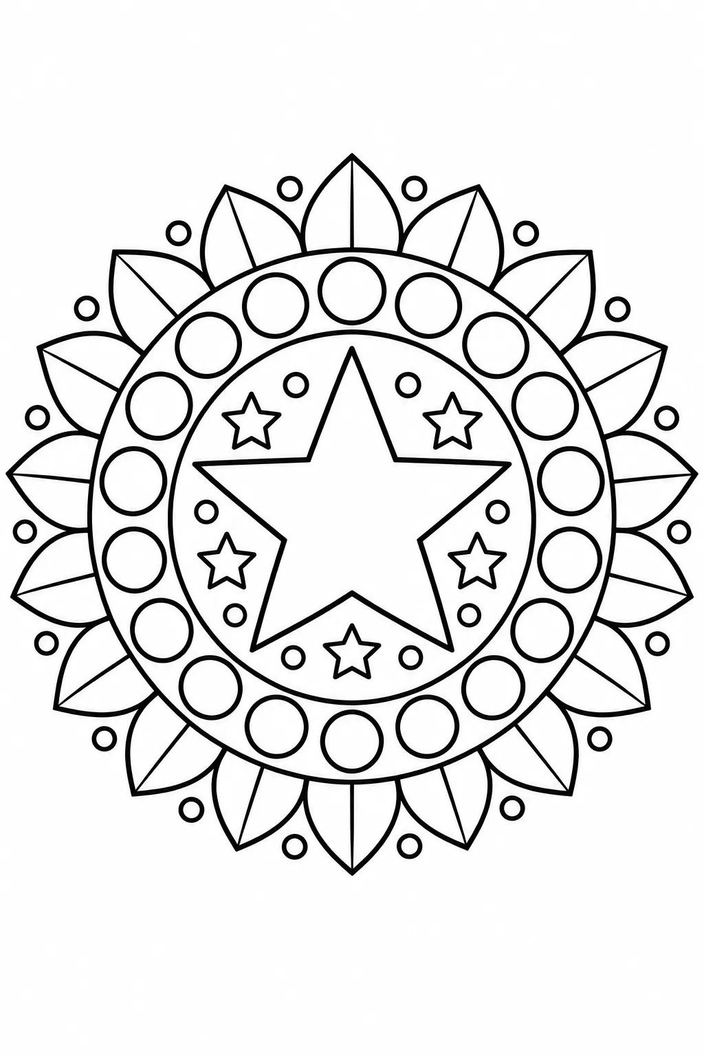 Big Star Mandala Coloring Page