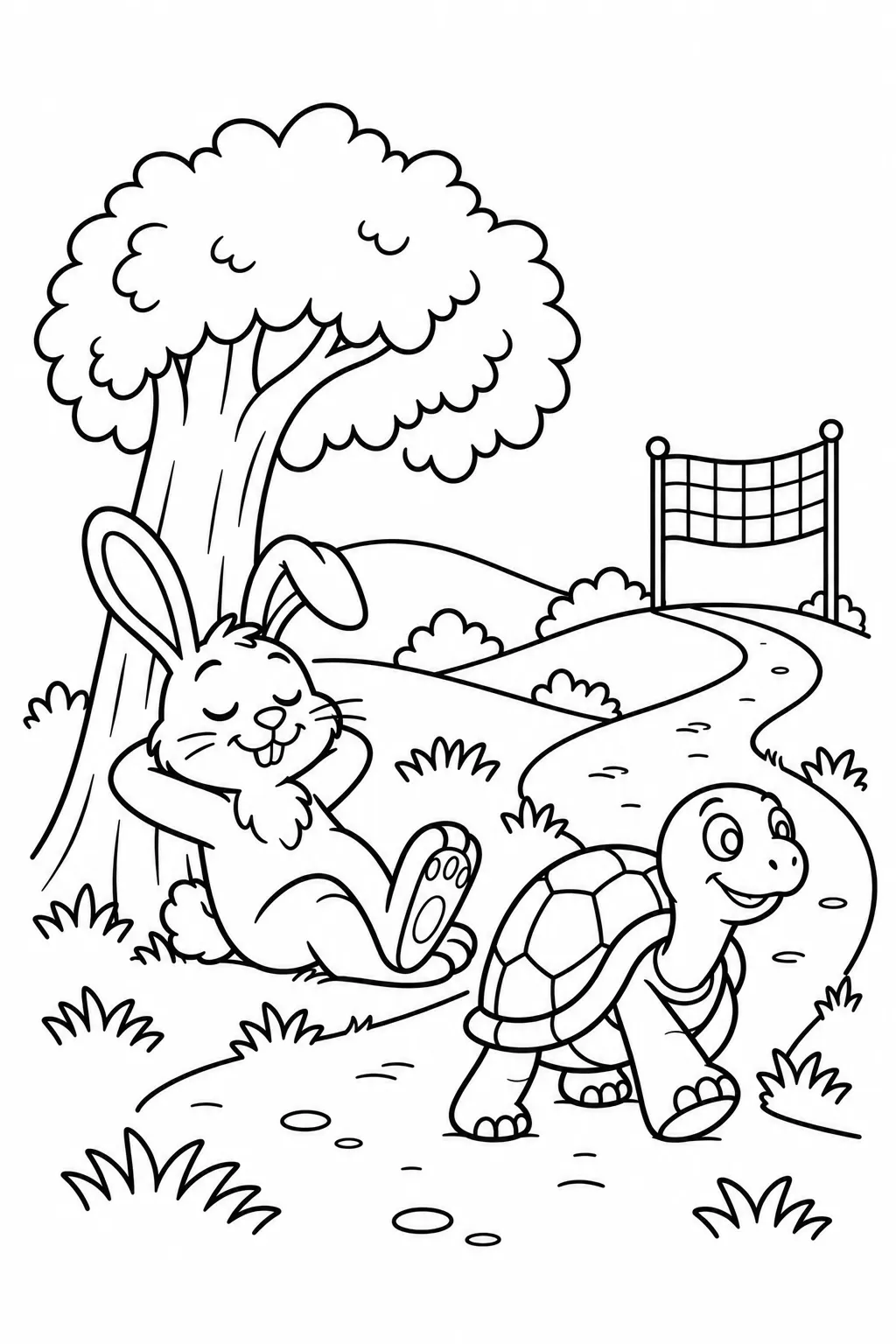 The Tortoise and the Hare Coloring Page